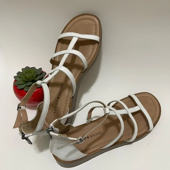 Lucky Brand Women’s Ellian Flatform Wedge  White Sandals Size 8.5 US - Picture 3 of 15